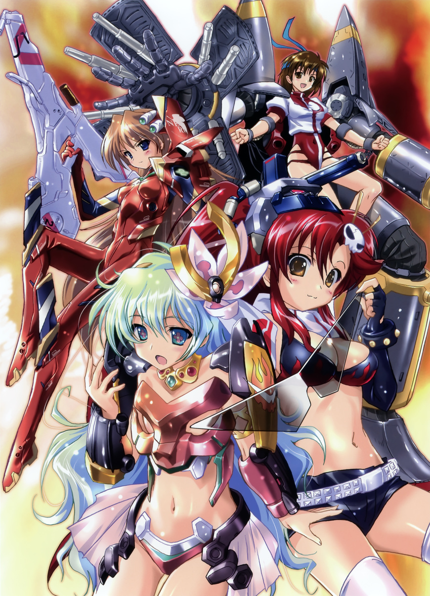 asuka_langley bikini_top bodysuit cleavage crossover gunbuster komatsu_e-ji leotard mecha mecha_musume neon_genesis_evangelion nia takaya_noriko tengen_toppa_gurren-lagann thighhighs yoko_littner