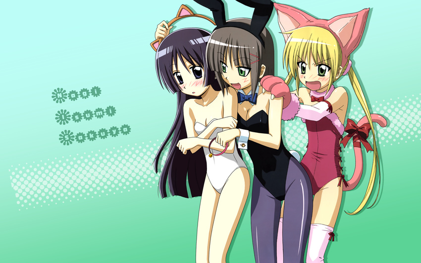 3girls aizawa_sakuya animal_ears bunny_ears hayate_no_gotoku! highres multiple_girls saginomiya_isumi sanzen'in_nagi sanzenin_nagi