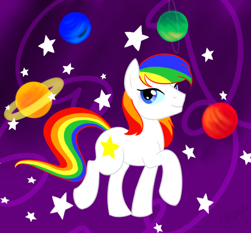 crossover equine friendship_is_magic hair horse male mammal multi-colored_hair my_little_pony planets pony rainbow_brite rainbow_hair solo starlight_(mlp) starlite stars