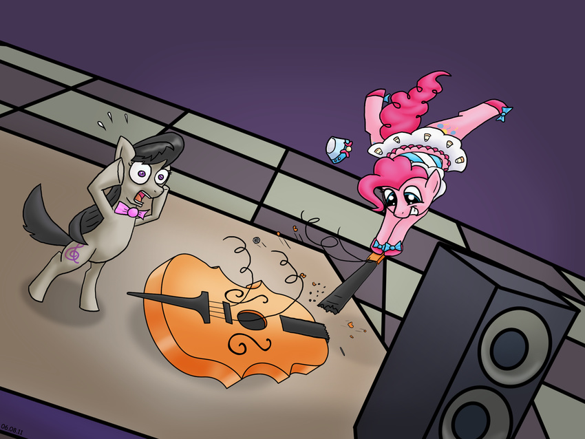 cello dutch_angle equine female feral friendship_is_magic fur horse mammal musical_instrument my_little_pony octavia_(mlp) pink_fur pinkie_pie_(mlp) pony slagmalsklubben