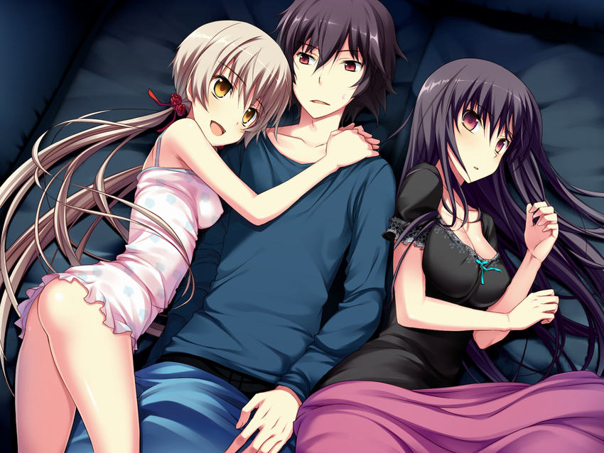 amakura bed game_cg long_hair tagme_(character) worlds_and_world's_end yazama_fumika