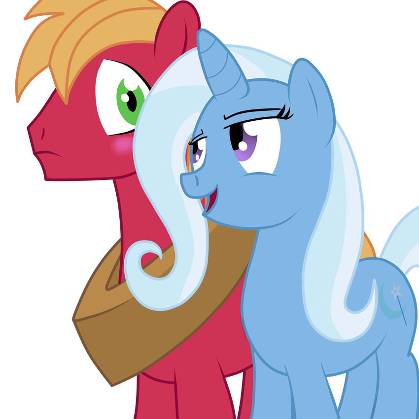 big_macintosh_(mlp) blush cutie_mark equine female feral friendship_is_magic horn horse male mammal miketheuser my_little_pony plain_background pony transparent_background trixie_(mlp) unicorn