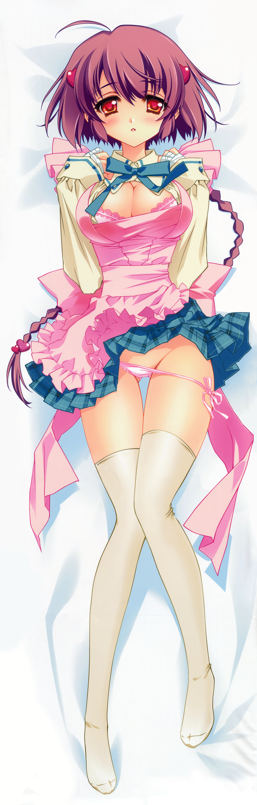 bra carnelian cleavage dakimakura fujita_nodoka pantsu panty_pull para-sol string_panties thighhighs