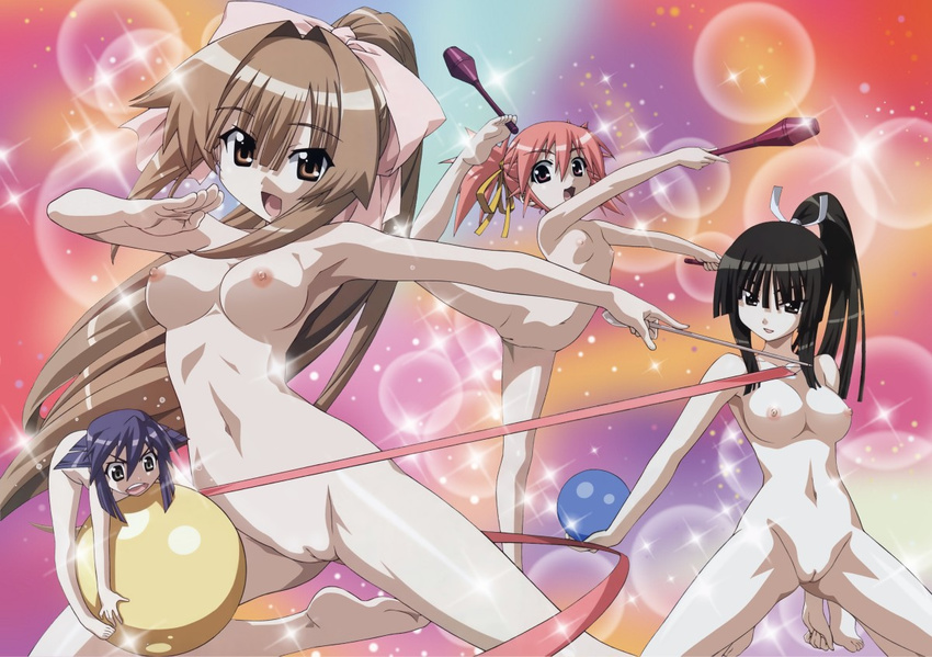 4girls artist_request breasts edomae_lunar maki_(seto_no_hanayome) minigirl morita_kazuaki multiple_girls nipples nude nude_filter photoshop pussy seto_no_hanayome seto_sun shiranui_akeno uncensored undressing zenra