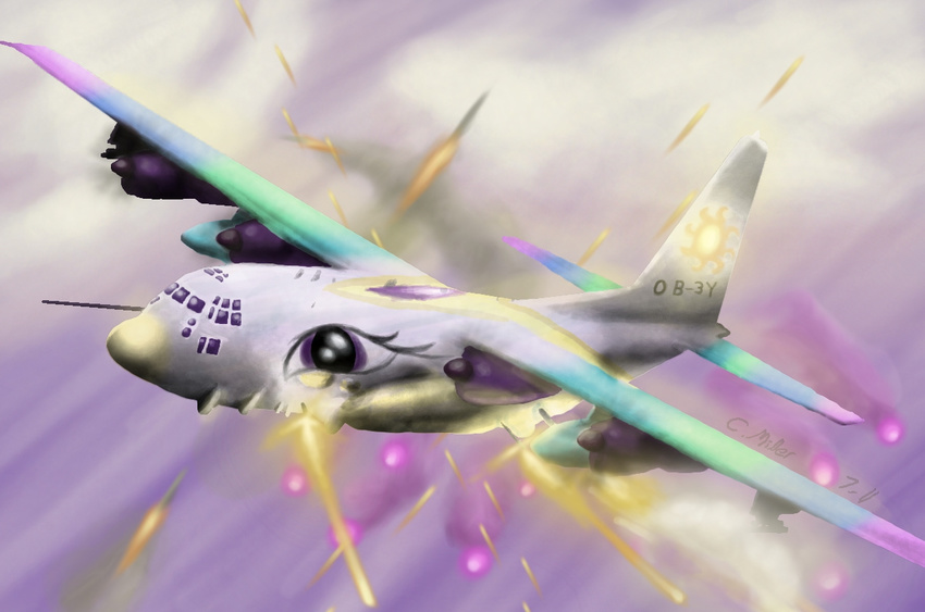 ac-130 aircraft airplane ambiguous_gender feralblooddragon flares friendship_is_magic gunship hasbro my_little_pony obey princess princess_celestia_(mlp) royalty solo