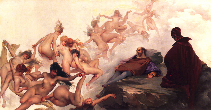 cloud clouds demon faust faust_und_mephisto_(painting) female horn luis_ricardo_fal&#233;ro luis_ricardo_fal&eacute;ro male mephisto painting proper_art traditional_media