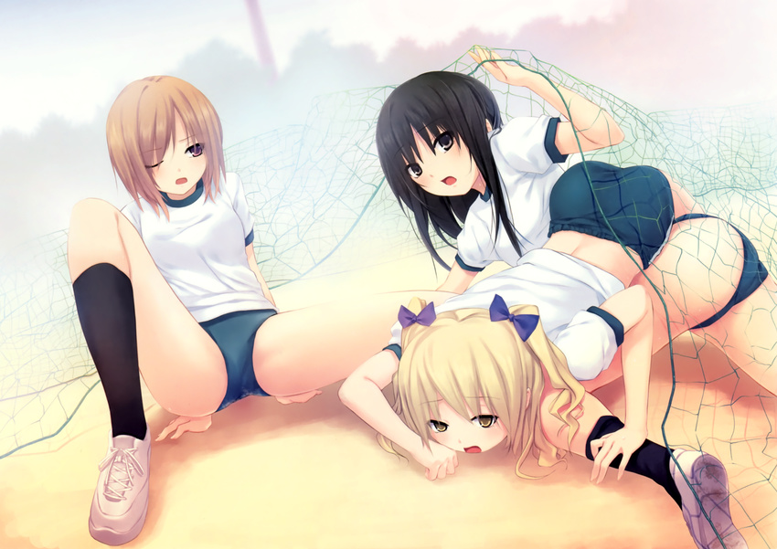 3girls bloomers coffee-kizoku cure_girl gym_uniform hoshimiya_miyu nanjou_rena shiramine_rika