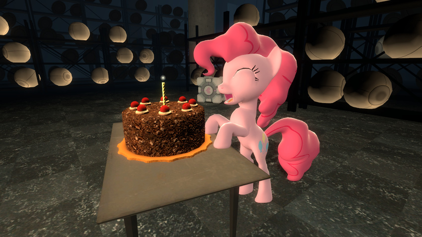 &hearts; cake companion_cube crossover equine female friendship_is_magic garry's_mod hasbro horse my_little_pony pinkie-pie_(mlp) pony portal valve