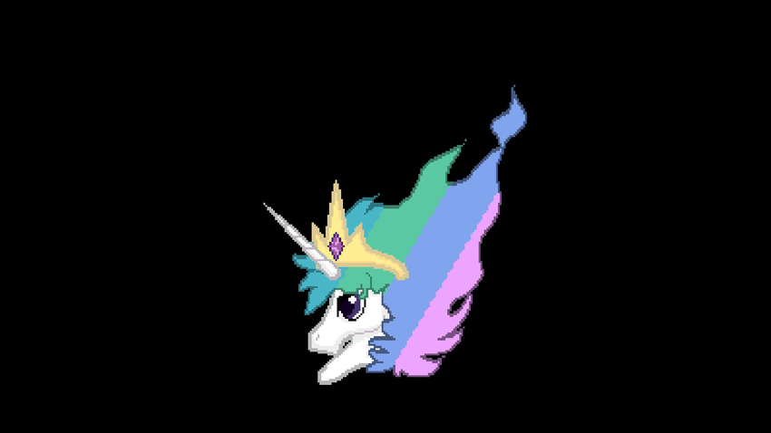 alicorn area_88 black_background equine female friendship_is_magic gif hair halfingr hasbro horn horse mammal multi-colored_hair my_little_pony pegacorn pink_eyes plain_background pony princess_celestia_(mlp) purple_eyes rainbow_hair solo u.n._squadron winged_unicorn wings