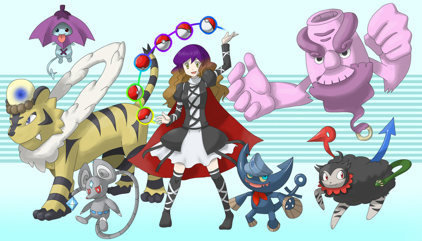 bad_id bad_pixiv_id crossover heterochromia highres hijiri_byakuren houjuu_nue karakasa_obake murasa_minamitsu nazrin parody poke_ball poke_ball_(generic) pokemon psychic_(pokemon) sorcerer's_sutra_scroll style_parody tatara_kogasa toramaru_shou tottema touhou umbrella unzan