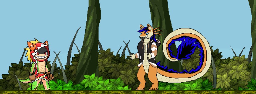animated anthro anzeray belly big_belly blush burping clothing digestion digital_media_(artwork) dragon drain duo energy_drain forest jungle lizardman male male/male munch_(tribal_hunter) pixel pixel_(artwork) pixel_animation plant satisfied scalie smaller_prey sparks sweater tail tail_fetish tail_mouth tail_play tail_stomach tail_vore taluthus topwear tree tribal_hunter unusual_anatomy unusual_tail vore