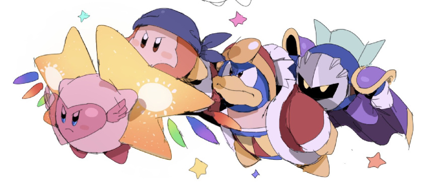 armor bandana bandana_waddle_dee beads beanie bendedede black_eyes blue_bandana blue_eyes blush_stickers brown_eyes cape closed_mouth colored_skin frown fur-trimmed_robe fur-trimmed_sleeves fur_trim gloves grey_mask hat heart heart-shaped_eyewear highres holding king_dedede kirby kirby:_star_allies kirby_(series) lineup long_sleeves meta_knight no_humans no_mouth open_clothes open_robe orange_skin outstretched_arms pauldrons pink-framed_eyewear pink_skin pom_pom_(clothes) pom_pom_beanie purple_cape purple_footwear red_footwear red_headwear red_robe red_sleeves robe shoes shoulder_armor simple_background solid_oval_eyes star_(symbol) star_allies_sparkler v-shaped_eyes white_background white_gloves yellow_eyes yellow_footwear