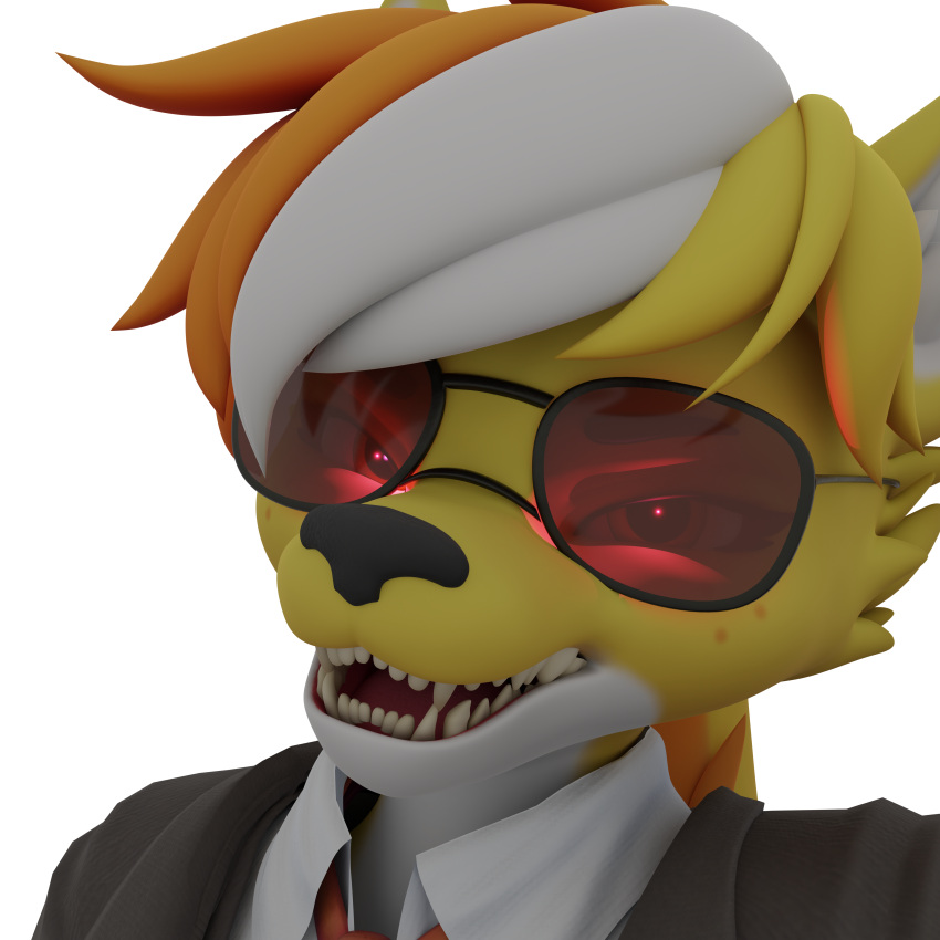 3d_(artwork) absurd_res angry anthro blender_(software) canid canine canis clothing costume digital_media_(artwork) eyewear glistening glistening_eyes gynomorph haolde haolde_(character) hi_res intersex looking_at_viewer mammal open_mouth solo sunglasses wolf