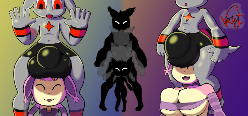 absurd_res anthro armwear balls_outline big_bulge body_size_growth breast_expansion breasts bulge bulging_breasts cleavage cleavage_overflow clothed clothing collar countershading detached_sleeves detailed_bulge dragon duo expansion eyes_always_closed eyes_closed female generation_3_pokemon genital_outline gradient_background hi_res hyper looking_down male male/female mythological_creature mythological_scalie mythology nintendo pokemon pokemon_(species) red_eyes rutherford_(tkongingi) scalie sequence shaded silhouette simple_background size_transformation skitty skitty_(birkinbox) smile tkongingi transformation under_boob