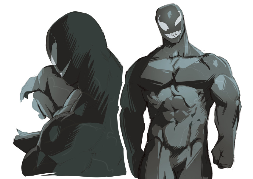 abs absurd_res alien black_body hi_res humanoid humanoid_hands kogito male manly marvel monster muscular muscular_arms muscular_humanoid muscular_male not_furry sharp_teeth simple_background solo symbiote teeth venom_(marvel) white_eyes