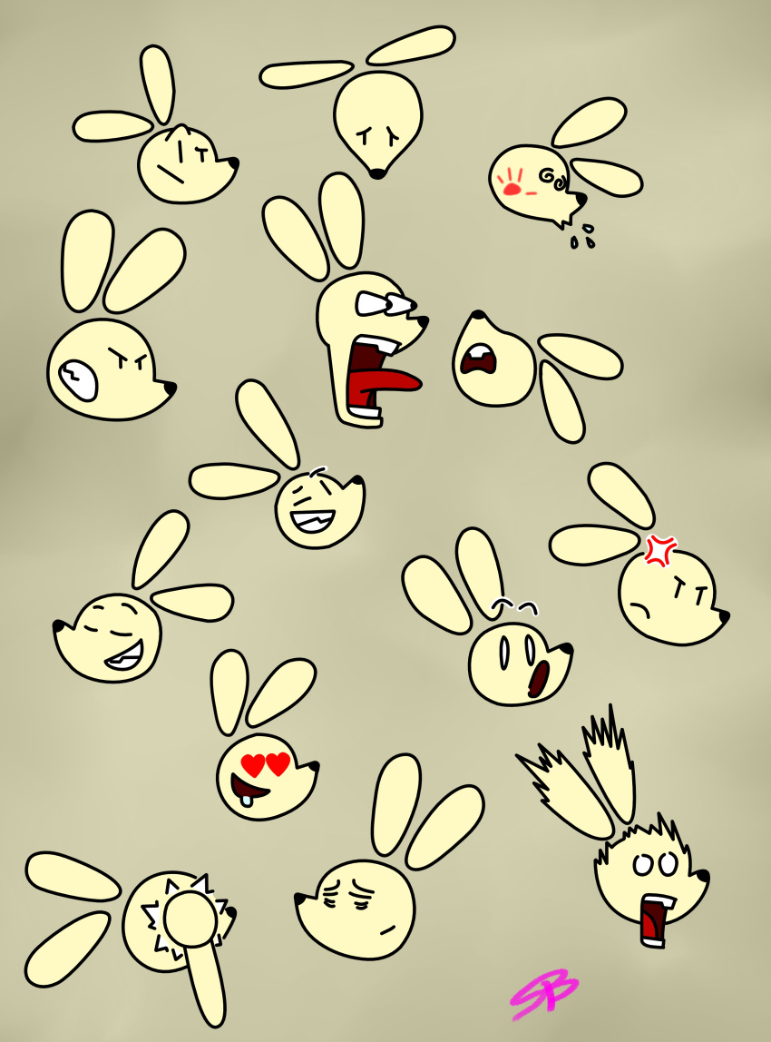 absurd_res angry annoyed anthro bodily_fluids cross-popping_vein drooling expressions facepalm floating_ears heart_eyes heart_symbol hi_res jason_burrow lagomorph leporid looking_at_viewer male mammal one_eye_closed pog_face rabbit sad saliva scared shocked smug_face surprised_expression swift_bristle tired wink winking_at_viewer
