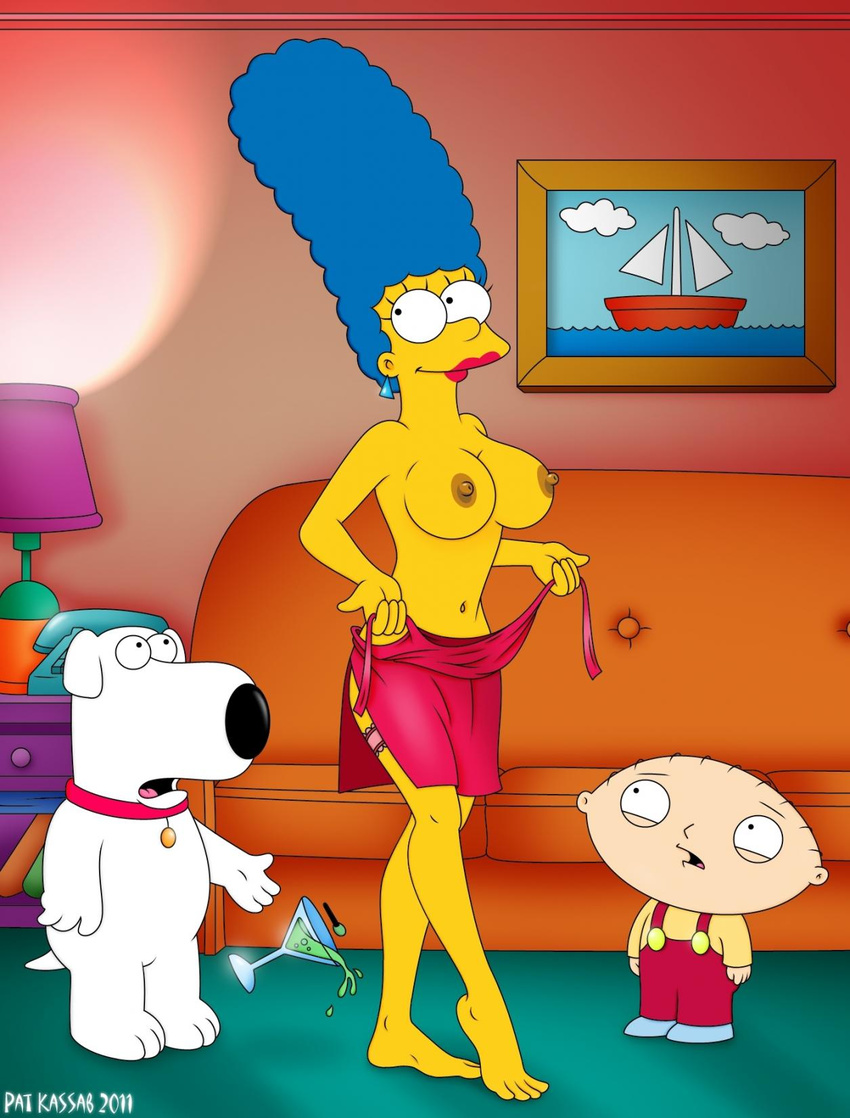 brian_griffin crossover family_guy marge_simpson pat_kassab stewie_griffin the_simpsons