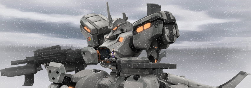 gun highres irisdina_bernhard long_hair mecha mig-21_balalaika_(muvluv) muvluv no_humans pilot_suit scharfschutze schwarzesmarken snow weapon