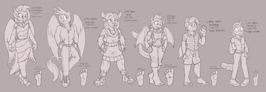 2018 anthro anthrofied avian bovine caroo changeling clothing dragon equine feet female footwear friendship_is_magic gallus_(mlp) group gryphon hippogryph horn horse male mammal monochrome my_little_pony ocellus_(mlp) pony sandals sandbar_(mlp) silverstream_(mlp) smolder_(mlp) yak yona_(mlp)