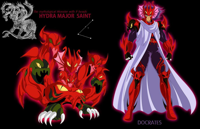 armor cape cloth constellation creature docrates greek hydra hydrus_docrates knights_of_the_zodiac male male_focus monster mythology saint_seiya tall
