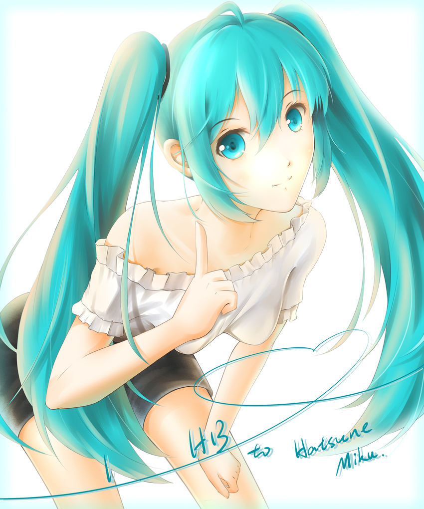 absurdres aqua_eyes aqua_hair bad_id bad_pixiv_id bare_shoulders happy_birthday hatsune_miku highres lancefate leaning_forward long_hair pointing solo twintails very_long_hair vocaloid