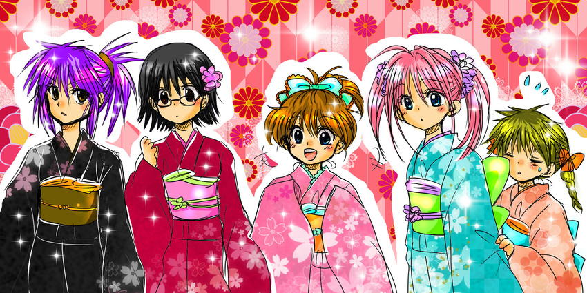 biscuit_krueger female highres hunter_x_hunter japanese_clothes kimono komugi machi_(hunter_x_hunter) multiple_girls ponytail purple_hair shizuku_(hunter_x_hunter) yukata