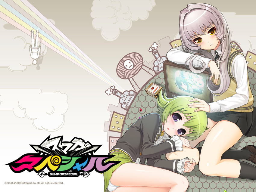 gray_hair green_hair sumaga tagme tsuji_santa