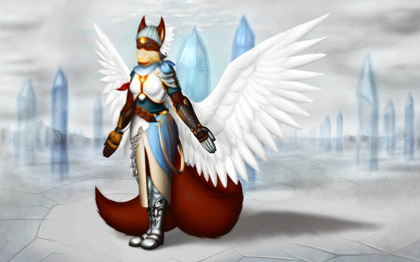 arche_kruz armor dress female mammal rodent solo squirrel valerie_valens wings