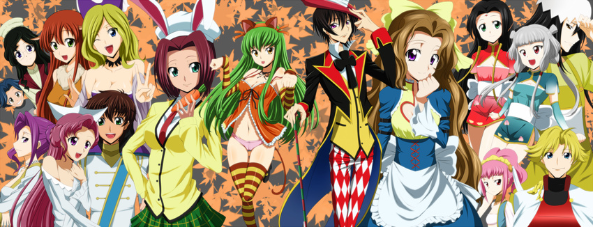 6+girls alternate_costume anya_alstreim bad_id bad_pixiv_id c.c. ccllsaikou code_geass cornelia_li_britannia euphemia_li_britannia gino_weinberg green_hair highres kallen_stadtfeld kururugi_suzaku lelouch_lamperouge li_xingke milly_ashford multiple_boys multiple_girls nina_einstein nunnally_lamperouge rivalz_cardemonde shirley_fenette sumeragi_kaguya tianzi