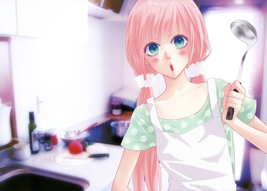 absurdres apron bangs highres just_be_friends_(vocaloid) long_hair megurine_luka solo vocaloid yunomi_(yunomi_imonuy)