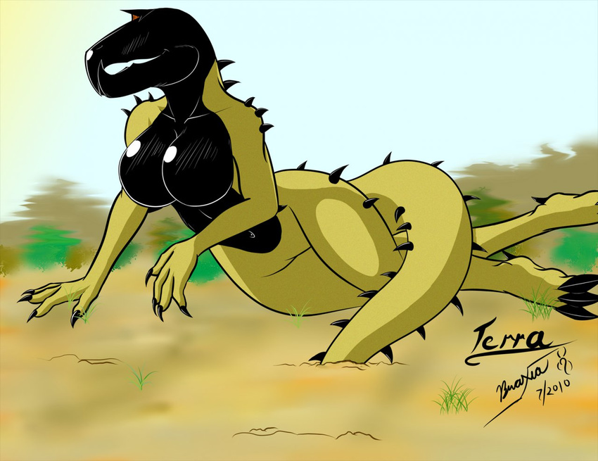 beak breasts desert female graboid graboid_(tremors) monster monster_girl nude pose solo tail terra tremors