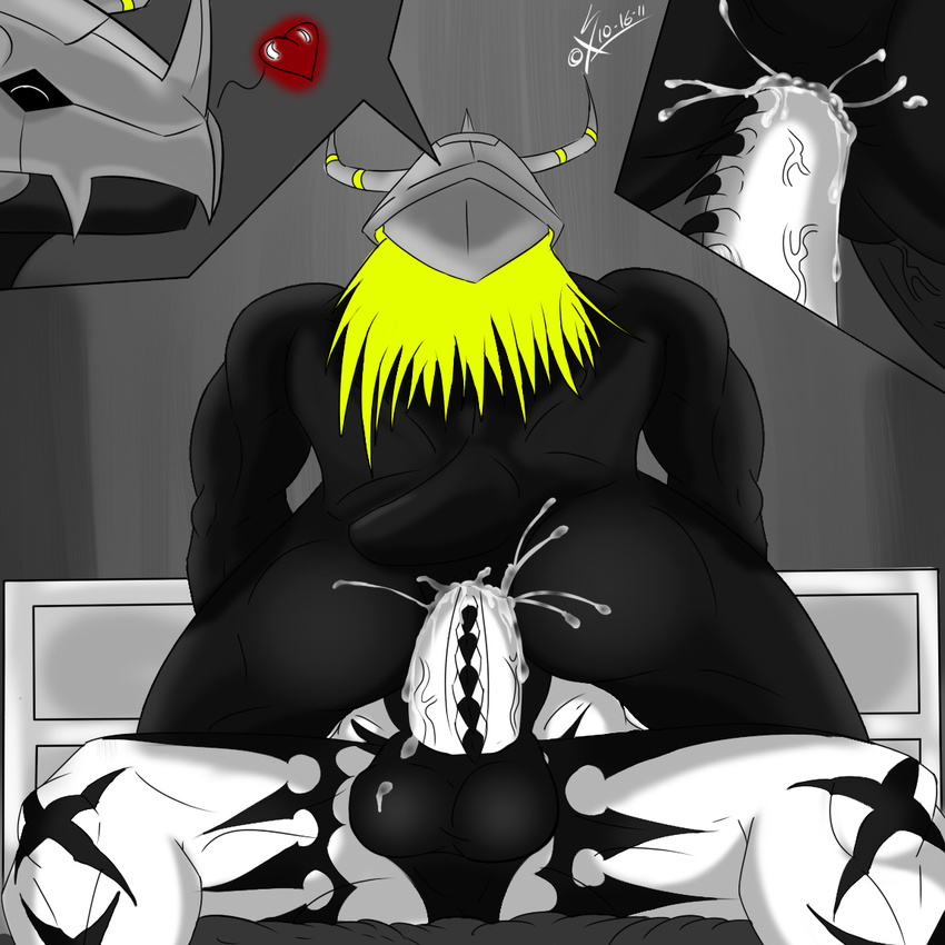 &hearts; &lt;3 anal anal_penetration anthro anus balls barbs biceps big_balls big_muscles big_penis black_body black_skin blackwargreymon blonde_hair body_markings butt cowgirl_position cum cum_in_ass cum_inside cum_on_penis cum_splatter cutaway digimon dragon duo erection eyes_closed faceless_male gay hair helmet male markings muscles nude on_top orgasm penetration penis saix saixyuniz-xynz sex sitting straddling tail