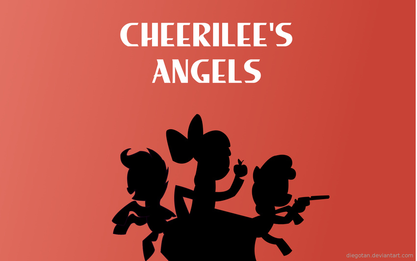 apple_bloom_(mlp) applebloom_(mlp) charlie's_angels charlie's_angels cheerilee's_angels cheerilee's_angels cheerilee_(mlp) crossover cutie_mark_crusaders_(mlp) diegotan dt equine female feral friendship_is_magic fruit gun hi_res horse mammal my_little_pony parody pony ranged_weapon revolver scootaloo_(mlp) sweetie_belle_(mlp) wallpaper weapon