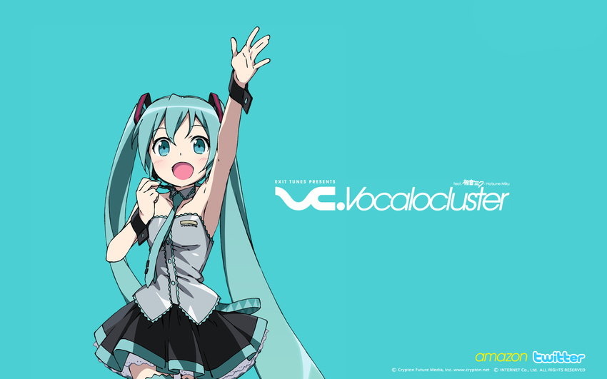 alternate_costume aqua_eyes hatsune_miku kanzaki_hiro long_hair necktie skirt solo twin_tails vocaloid waki