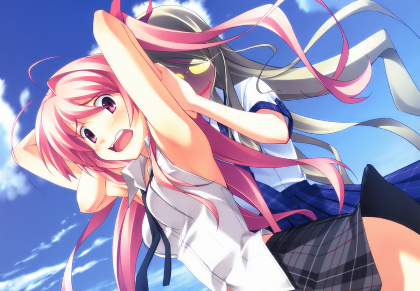 chaos;head kusunoki_yua sakihata_rimi sasaki_mutsumi school_uniform