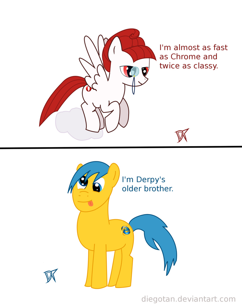 blue_eyes blue_hair browser cutie_mark derp diegotan equine eyewear female feral flying friendship_is_magic hair horse humor i_say internet_explorer logo mammal monocle my_little_pony opera original_character plain_background pony red_eyes red_hair the_truth tongue transparent_background white_body yellow_body