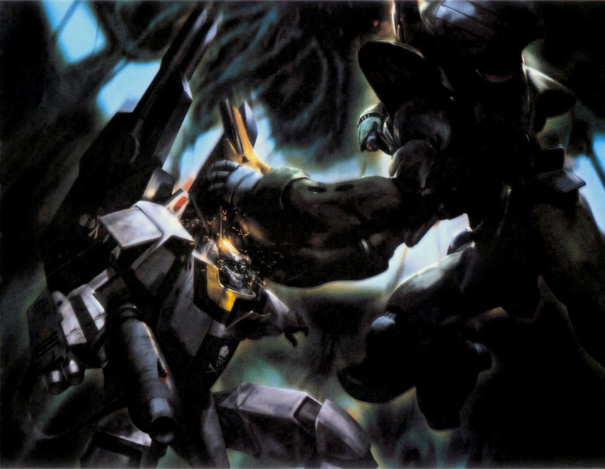 alien battle cannon choujikuu_yousai_macross damaged epic flemenmik giant gun gunpod macross macross:_do_you_remember_love? mecha missile no_humans nousjadeul-ger official_art oldschool power_armor power_suit production_art punching quamzin_kravshera realistic roy_focker scan skull_and_crossbones space_craft spoilers vf-1 vf-1_strike vf-1s weapon zentradi