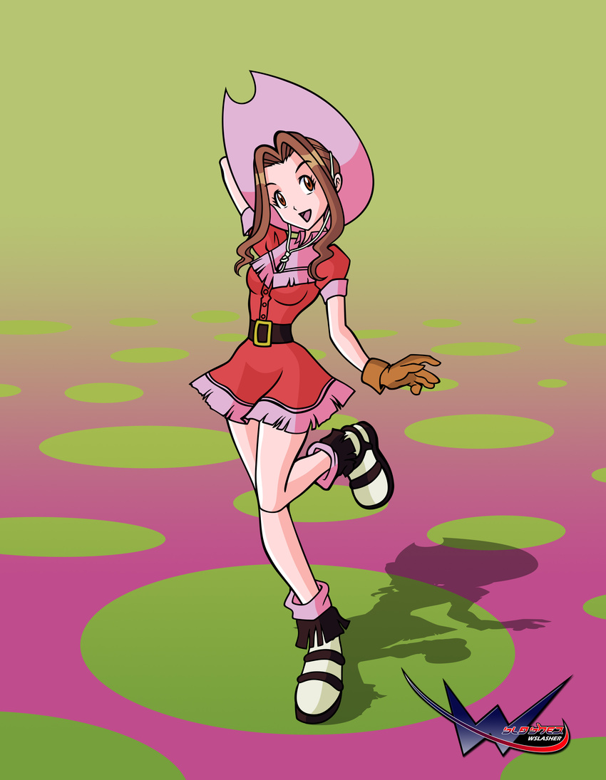 absurdres belt boots breasts brown_hair cowboy_boots cowboy_hat cowgirl digimon digimon_adventure gloves hat highres legs miniskirt orange_eyes skirt tachikawa_mimi vector_trace western wslasher