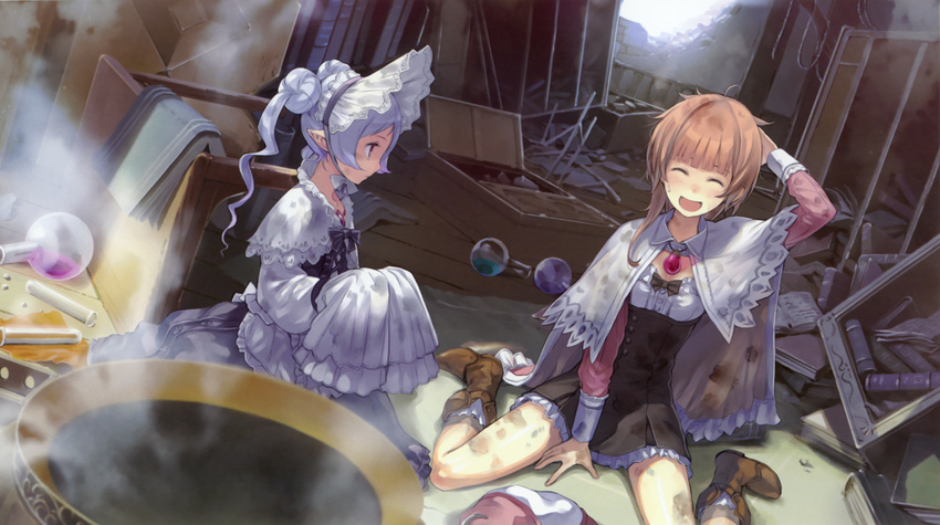 atelier_rorona brown_hair dress game_cg hom kishida_mel long_hair photoshop rororina_fryxell tagme white_hair