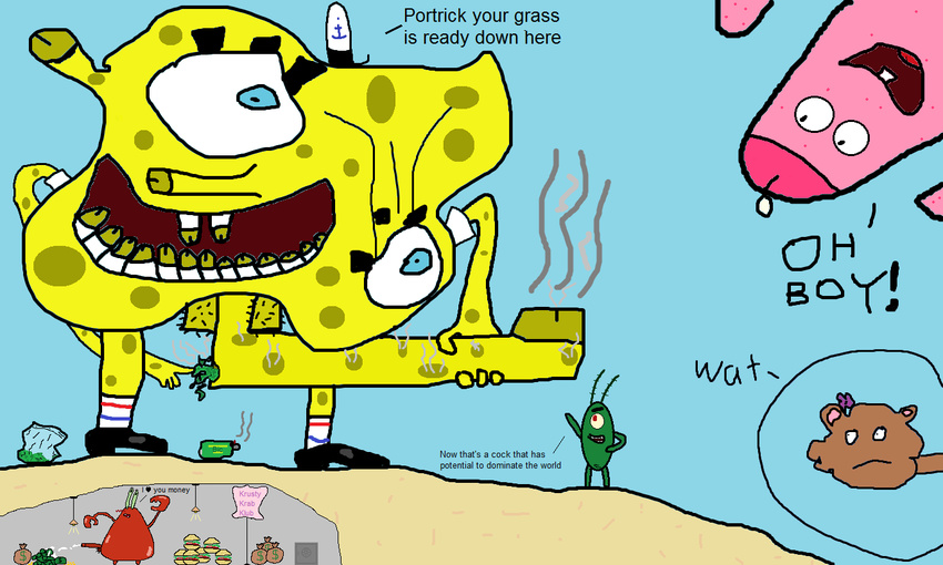 mr_krabs patrick_star sandy_cheeks sheldon_j._plankton spengbab spongebob_squarepants unclespongesmoke