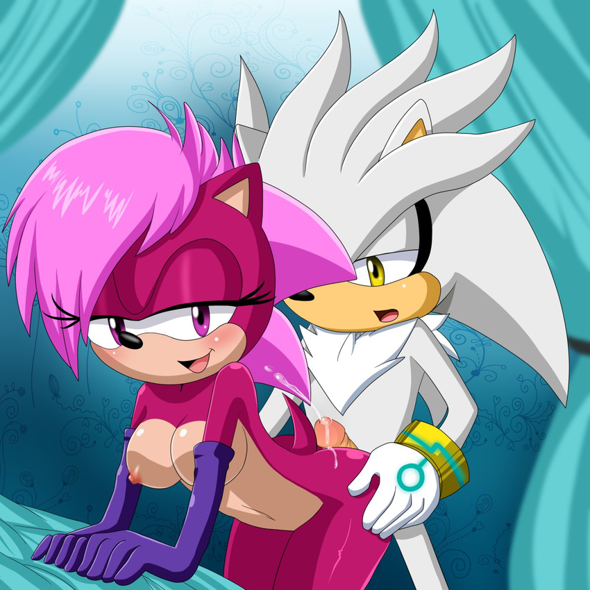 bbmbbf bent_over blush breasts butt cum cum_on_butt cumshot duo elbow_gloves erection female gloves hair half-closed_eyes hedgehog hi_res hot_dogging inside male mammal mobius_unleashed open_mouth orgasm palcomix penis pink_hair purple_eyes sega sex silver_the_hedgehog sonia_the_hedgehog sonic_(series) sonic_team straight tongue yellow_eyes