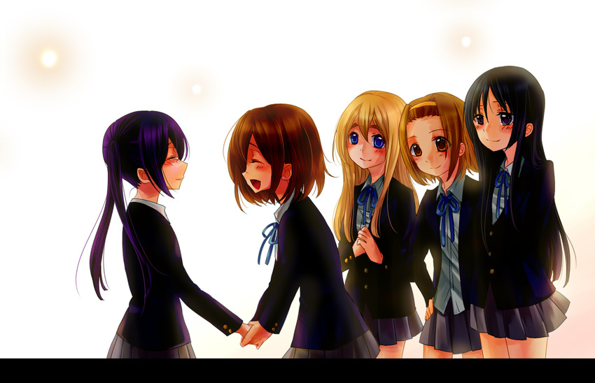 akiyama_mio black_eyes black_hair blonde_hair blue_eyes brown_eyes brown_hair closed_eyes hasuno hirasawa_yui k-on! kotobuki_tsumugi long_hair multiple_girls nakano_azusa school_uniform short_hair tainaka_ritsu tears twintails