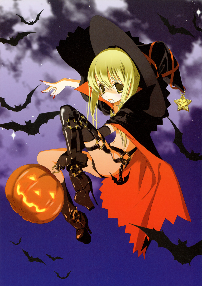 halloween kyougetsutei miyashita_miki paper_texture witch