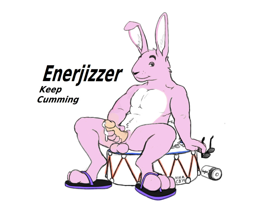 absurd_res anthro balls cirrus_blackpaw_(artist) cum energizer energizer_bunny hi_res lagomorph male mammal masturbation penile_masturbation solo why