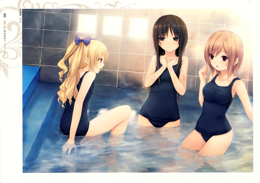 coffee-kizoku cure_girl hoshimiya_miyu kunimura_kotone nanjou_rena school_swimsuit swimsuits