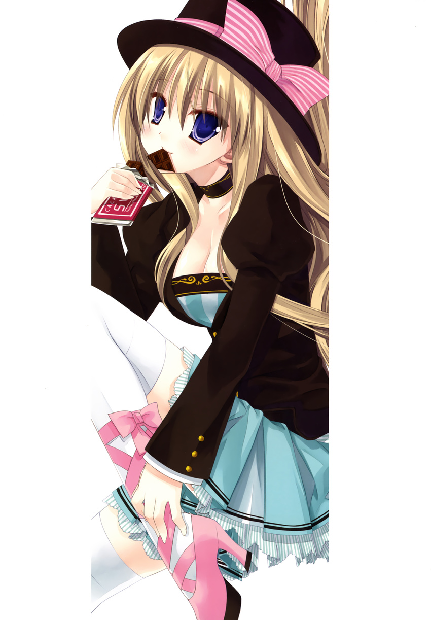 cleavage color_issue dress miyasu_risa thighhighs