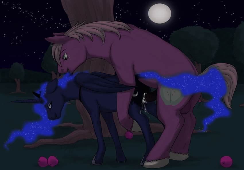 alicorn apple balls big_macintosh_(mlp) cartoonlion cum cutie_mark doggystyle equine eye_contact female feral freckles friendship_is_magic from_behind fruit hooves horn horse looking_at_each_other male mammal my_little_pony penetration penis pony princess_luna_(mlp) pussy sex straight vaginal vaginal_penetration winged_unicorn wings