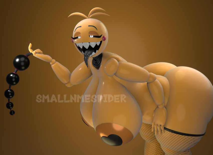 3d_(artwork) anal_beads animatronic anthro avian bent_over big_breasts big_butt bird black_sclera blender_(software) breasts butt chicken chubby_female clothing digital_media_(artwork) female fishnet fishnet_legwear five_nights_at_freddy's five_nights_at_freddy's_2 galliform gallus_(genus) glowing glowing_eyes half-closed_eyes hi_res huge_breasts huge_butt humanoid legwear long_tongue looking_at_viewer machine metal_tongue narrowed_eyes pasties phasianid robot robot_humanoid robotic_tongue scottgames sex_toy sharp_teeth simple_background smallnmespider smile smiling_at_viewer solo tagme teeth tongue tongue_out toy_chica_(fnaf) watermark yellow_body