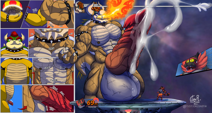 abs absurd_res alternate_version_at_source anthro arm_growth artist_name balls biceps big_balls big_muscles big_pecs big_penis bodily_fluids body_size_growth boss_battle bowser bracelet cel_shading claws clothing collar colored comic cosmic_background cum cum_drip cum_from_penis cum_version cumshot detailed_background digital_drawing_(artwork) digital_media_(artwork) dripping duo ejaculation english_text erection excessive_cum excessive_genital_fluids excessive_precum expansion explosive_orgasm felid feline fingers fire fungus fur gameplay_mechanics generation_7_pokemon genital_fluids genital_growth genitals giga_mushroom growth growth_lines growth_orgasm growth_sequence gui hair health_bar hi_res horn huge_balls huge_penis hyper hyper_balls hyper_genitalia hyper_penis incineroar interface jewelry knot koopa limb_growth macro male male/male mammal mario_bros muscle_growth muscular muscular_anthro muscular_growth muscular_male mushroom neck_growth nintendo nipples nude onomatopoeia open_mouth orgasm outside pecs penis penis_growth pokemon pokemon_(species) precum red_body red_fur red_hair scalie shaded shell signature simple_background size_difference size_transformation smile sound_effects space spiked_collar spikes surprised_expression tail teeth text thorns throbbing tiotiored torn_clothing transformation transformation_sequence vein veiny_abs veiny_arms veiny_balls veiny_knot veiny_legs veiny_muscles veiny_penis video_game_reference wet widescreen yellow_body