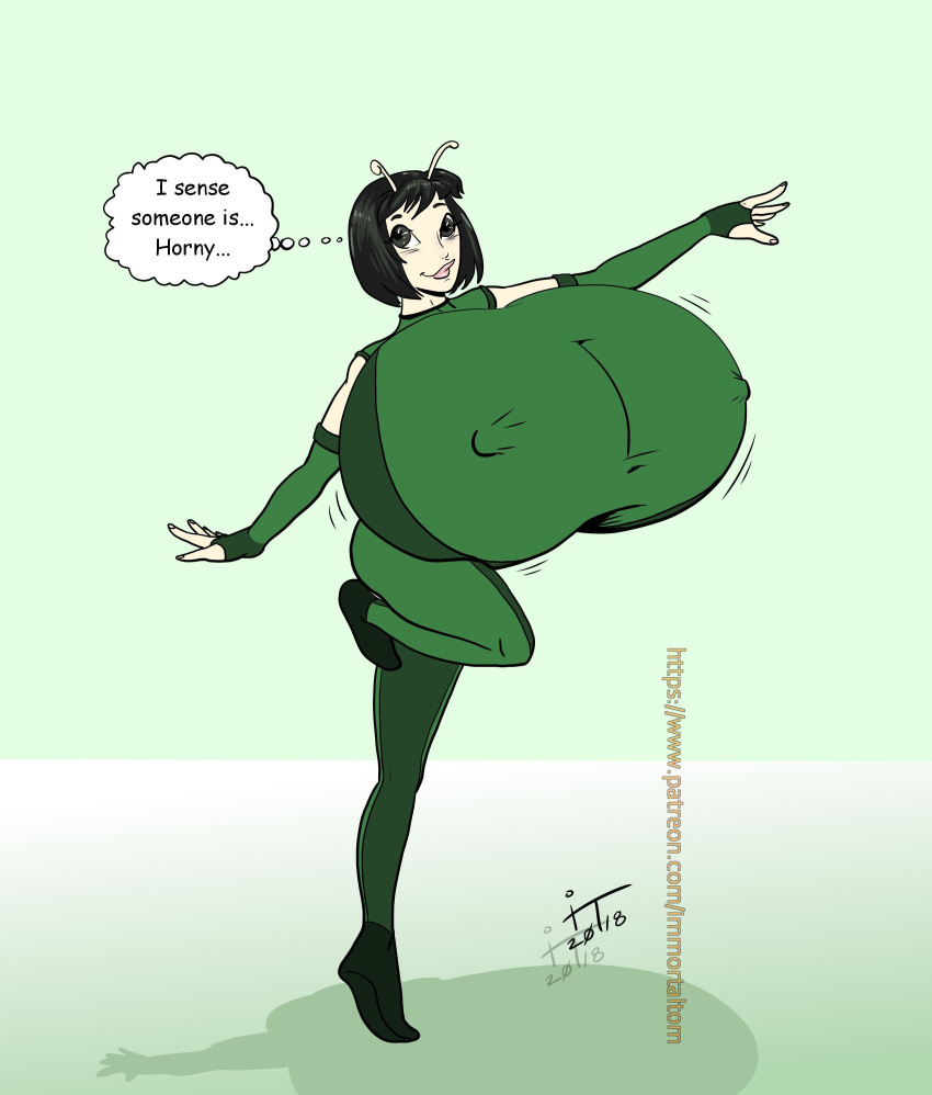 2018 absurd_res alien alien_humanoid antennae_(anatomy) big_breasts black_eyes black_text bodysuit breast_expansion breast_focus breasts clothing comic_sans digital_drawing_(artwork) digital_media_(artwork) english_text erect_nipples expansion female first_person_view green_bodysuit green_clothing green_skinsuit green_suit guardians_of_the_galaxy hi_res humanoid immortaltom lips looking_at_viewer mantis_(marvel) marvel marvel_cinematic_universe nipples on_one_leg pink_lips signature skinsuit solo standing suit text thought_bubble tight_clothing url